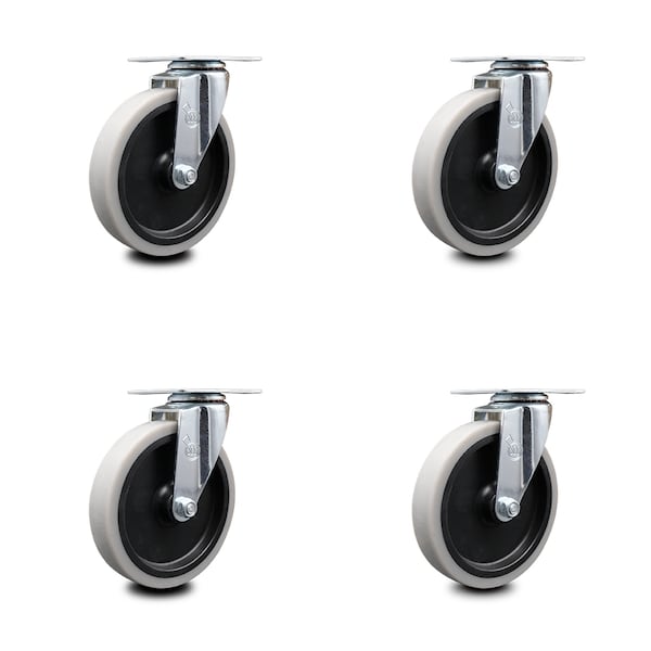 5 Inch Thermoplastic Wheel Top Plate Caster, 4PK